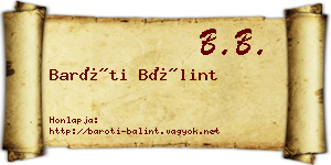 Baróti Bálint névjegykártya